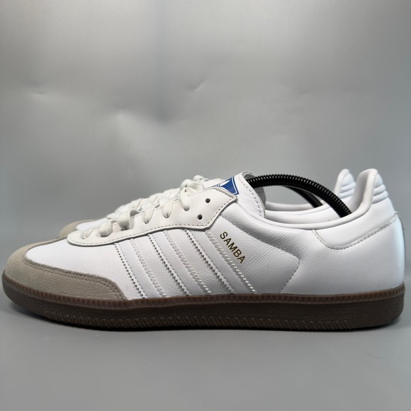 Adidas Samba OG Mens 12.5 12 1/2 Casual Sneaker White Gum Suede Leather Low Shoe - Picture 4 of 16